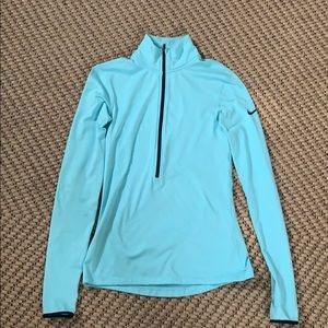 Light blue nike pro dri-fit half-zip